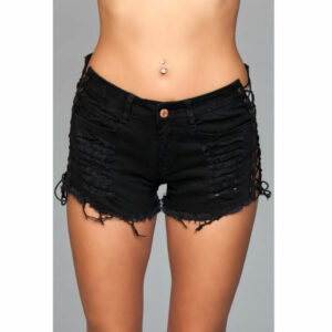 Denim Shorts Lace Up Side Detalil Blk L
