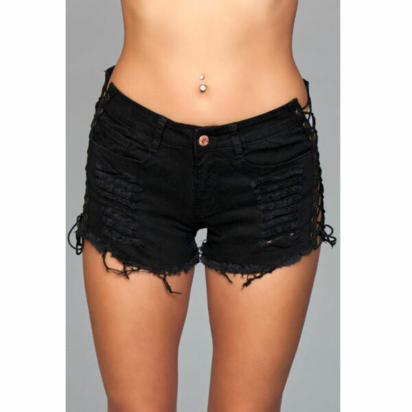 Denim Shorts Lace Up Side Detalil Blk L