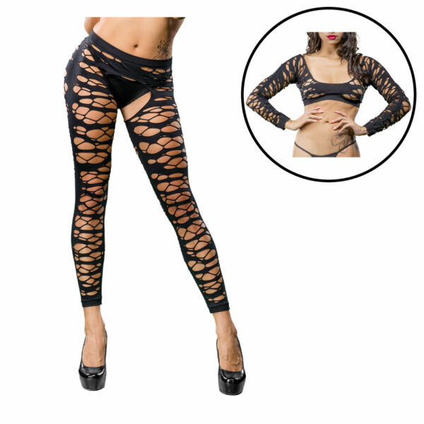 Black  Mesh Crotchless Legging