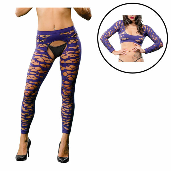 Violet Crotchless Legging  Side Strap