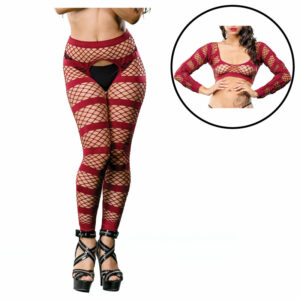 Burgandy Stripes  Crotchless Legging