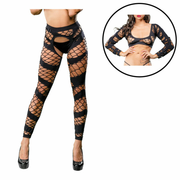 Black Fishnet/Mesh Crotchless Legging