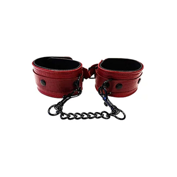 Leather Wrist Cuffs Burgunday & Black