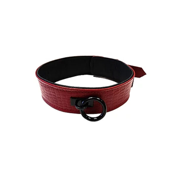 Leather Collar Cuffs Burgunday & Black