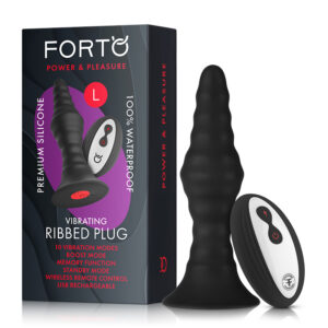 Forto Vibe Ribbed Plug W/Remote Lg Blk