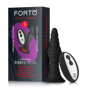 Forto Vibrating Ribbed Plug Small Black