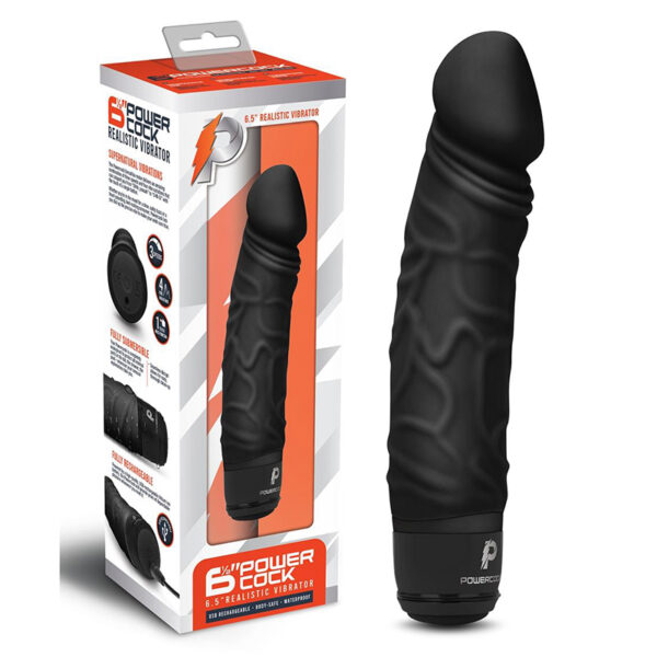 Powercock 6.5" Realistic Vibrator Black