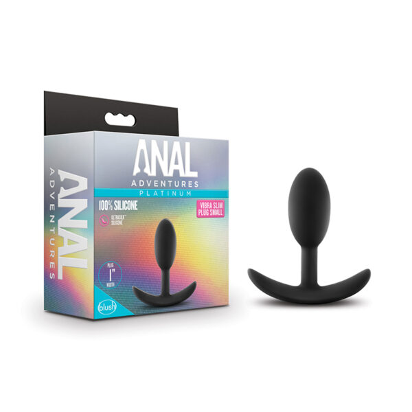 Platinum Silicone Vibra Slim Plug Sm Blk