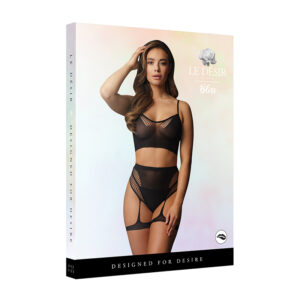 Le Desir Bra set with garters Black O/S