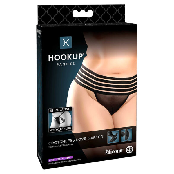 Hookup Crotchless Love Garter Bk XL-XXL
