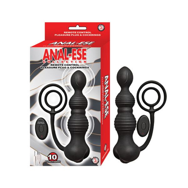 Anal-Ese Remote Control Plug&Cockring Bk