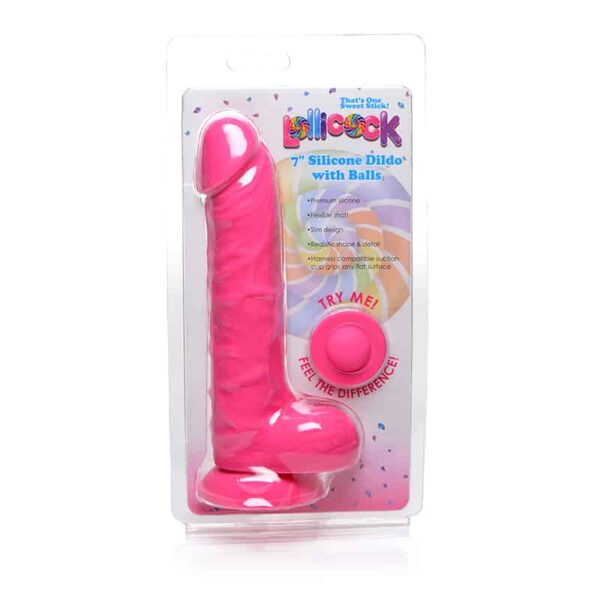 Lollicock Sili Dildo W/Balls 7in Cherry