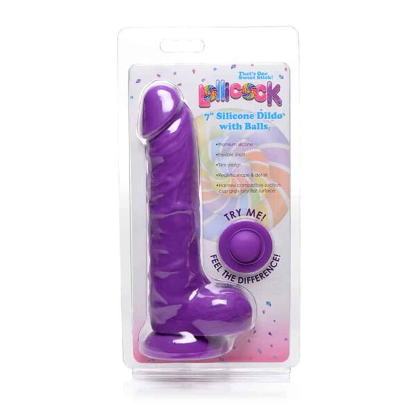 Lollicock Sili Dildo W/Balls 7in Grape