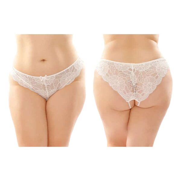 Poppy Crotchless  Panty 6pk Q/S White