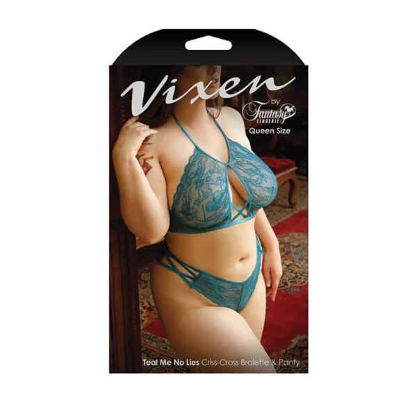 Vixen Teal Me No Lies Criss-Cross Lace Q