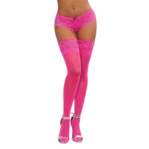 DG Neon Thigh Highs w/ Silicn Top PNK OS