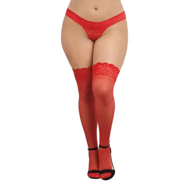 DG Thigh Highs w/ Silicone Top Red Q