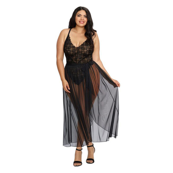 DG Teddy & Maxi Skirt w/ G-String BLK 1X