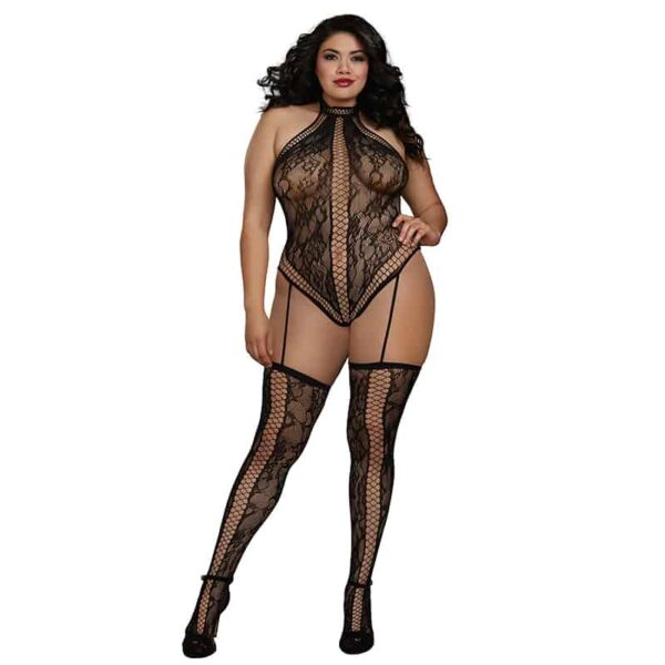 DG Lace Teddy Bodystocking BLK Q
