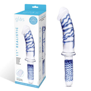 Realistic Double Glass Dildo Handle 11in