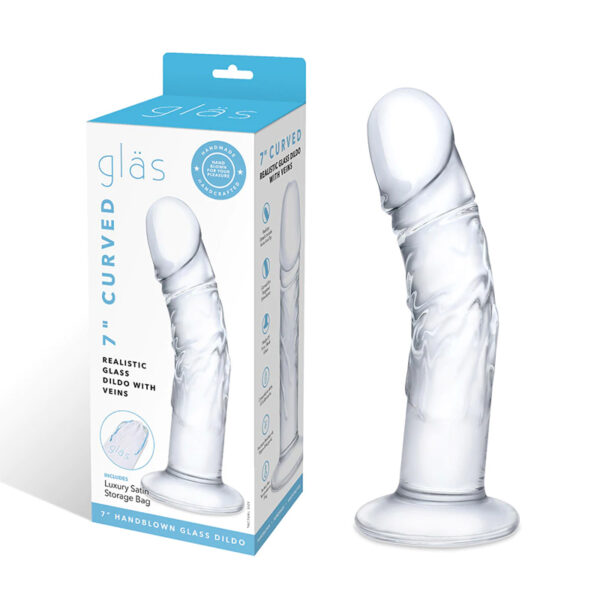 Curved Realistic Glass Dildo With Veins