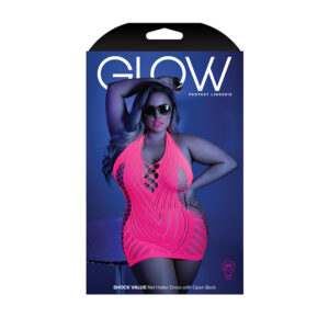 Glow Shock Net Halter Dress Neon Gr  Qs
