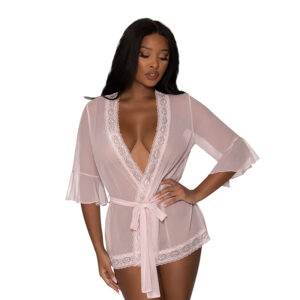 MS Seabreeze Robe w Lace Trim Blush  S/M