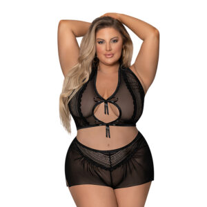 MS Modern Romance Haltr & Panty Blk QS