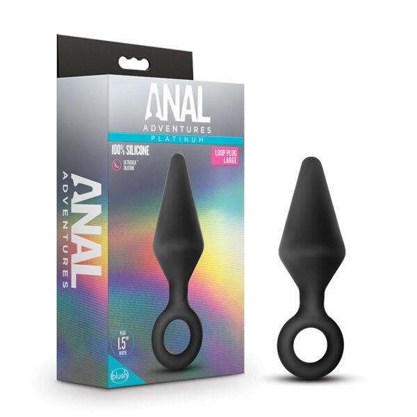 Anal Adventure Plat Sili Loop Plug Lg Bk