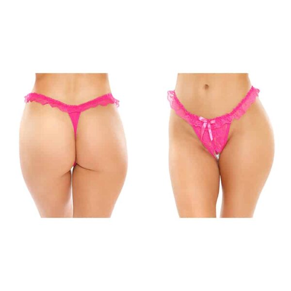 Flora Ruffled Lace  Pearl Thong Pk L/XL