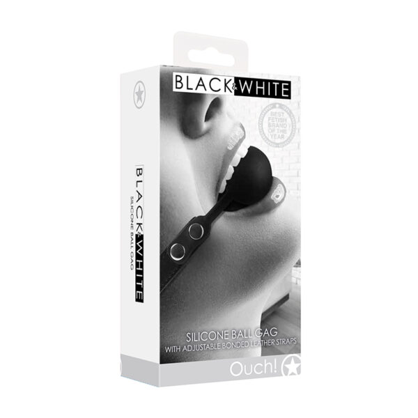 Ouch! B&W Silicone Ball Gag Bonded Leath