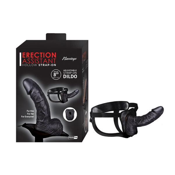 Erection Assist Hollow Strap-On 8in Bk
