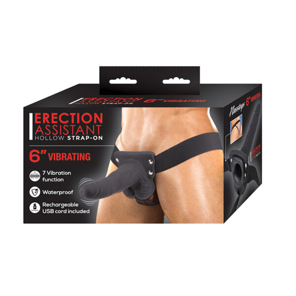 Erection Assist Hollow Strap-On Vib 6 Bk