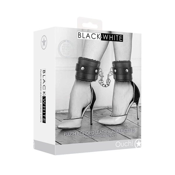 Ouch! B&W Bonded Leather Ankle Cuffs Blk