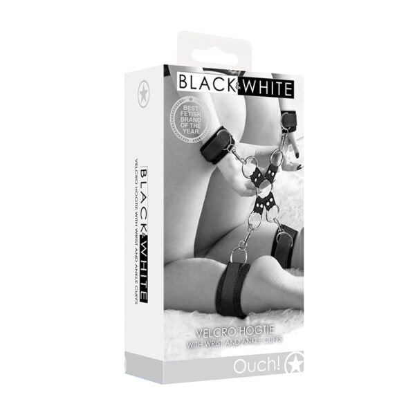 Ouch! B&W Velcr Hogtie Hand Ankle Cuf Bk