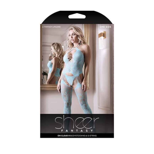 Sheer on cloud 9 bodystockin/g-string O/