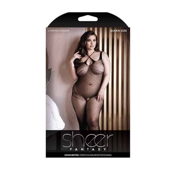 FL SheerUninhib CrotchlssBodystck Blk QS