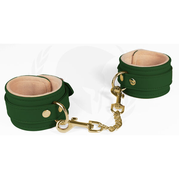 Green PU Wrist Cuffs With Plush Lining