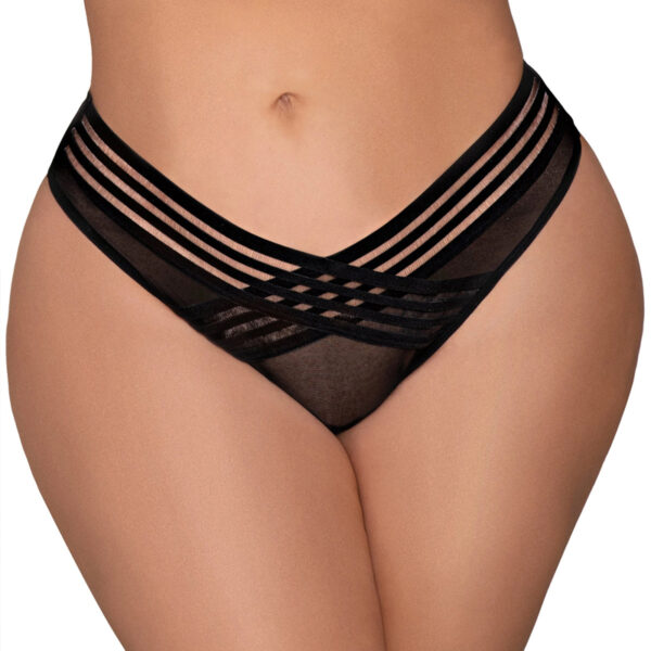 DG Mesh Thong w/ Front Detail Black 1X