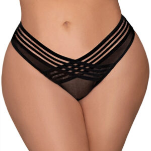 DG Mesh Thong w/ Front Detail Black 3X