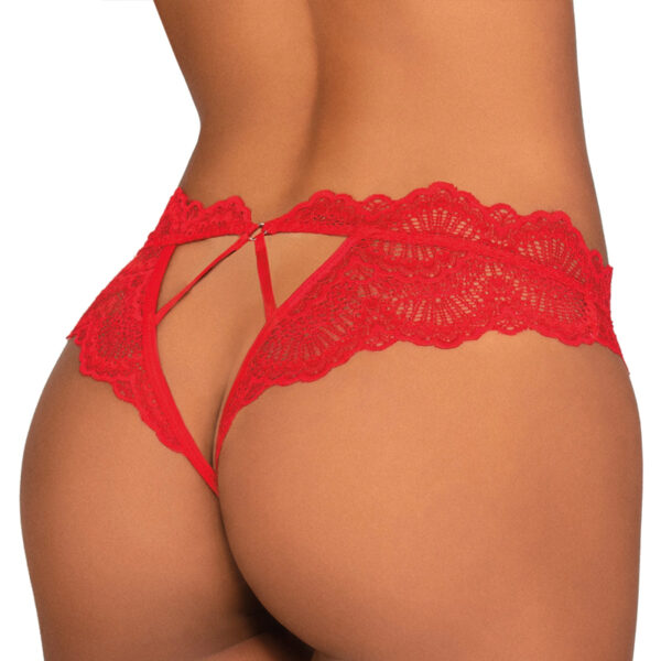DG Lace Tenga Open-Crotch Panty Red S