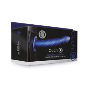 Ouch Twisted 8in Hollow Strap-On Blue