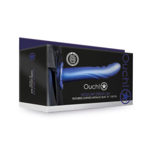 Ouch TexturedCurve 8in HollowStrapOn Blu