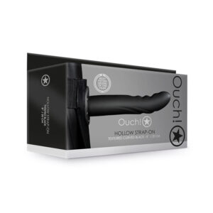 Ouch TexturedCurve 8in HollowStrapOn Blk