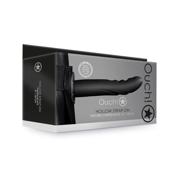 Ouch TexturedCurve 8in HollowStrapOn Blk