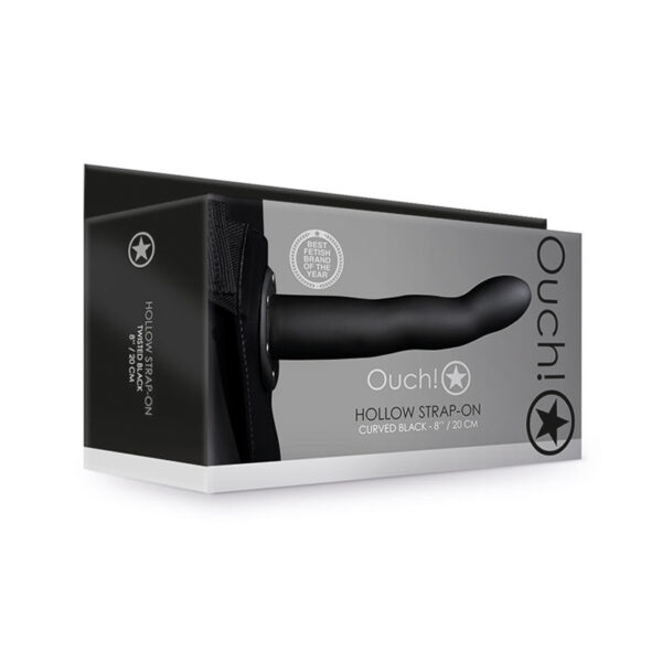 Ouch Curved 8in Hollow Strap-On Black