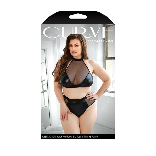 FL CurveRebel ChainWetBra&Thong Blk 3X4X