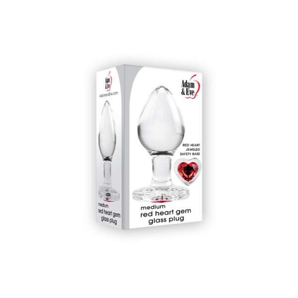A&E Red Heart Gem Glass Plug Medium Red