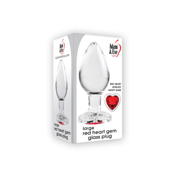 A&E Red Heart Gem Glass Plug Large Red