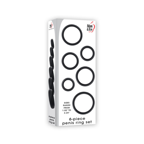 A&E 6-Piece Penis Ring Set Silicone Bk